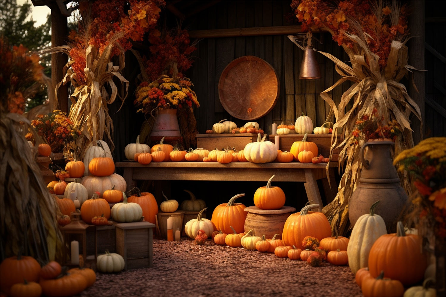 Toile de fond de boutique de citrouilles en automne pour la photographie BRP7-74