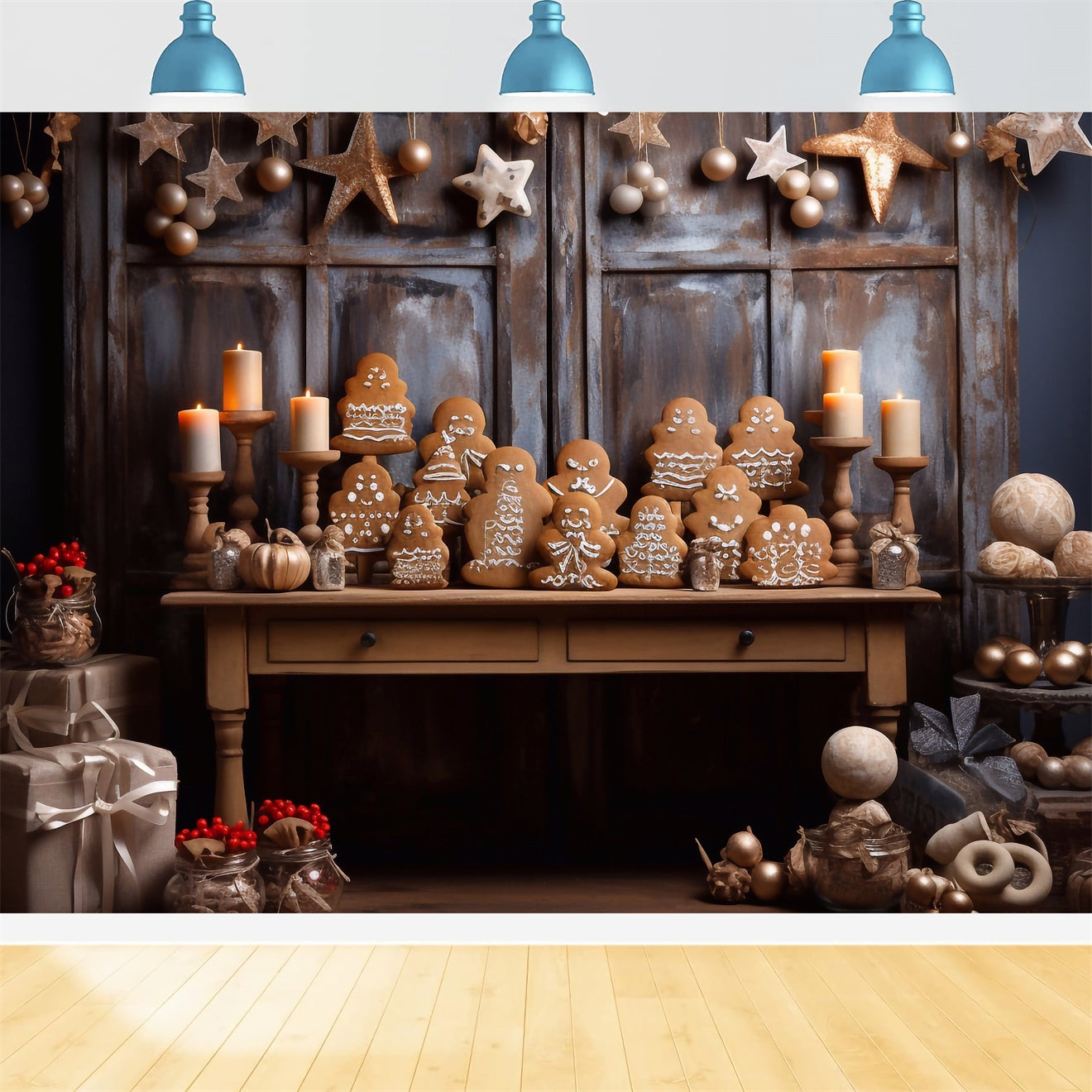 Toile de Fond Table avec Biscuits en Pain d'Épices de Noël BRP8-101