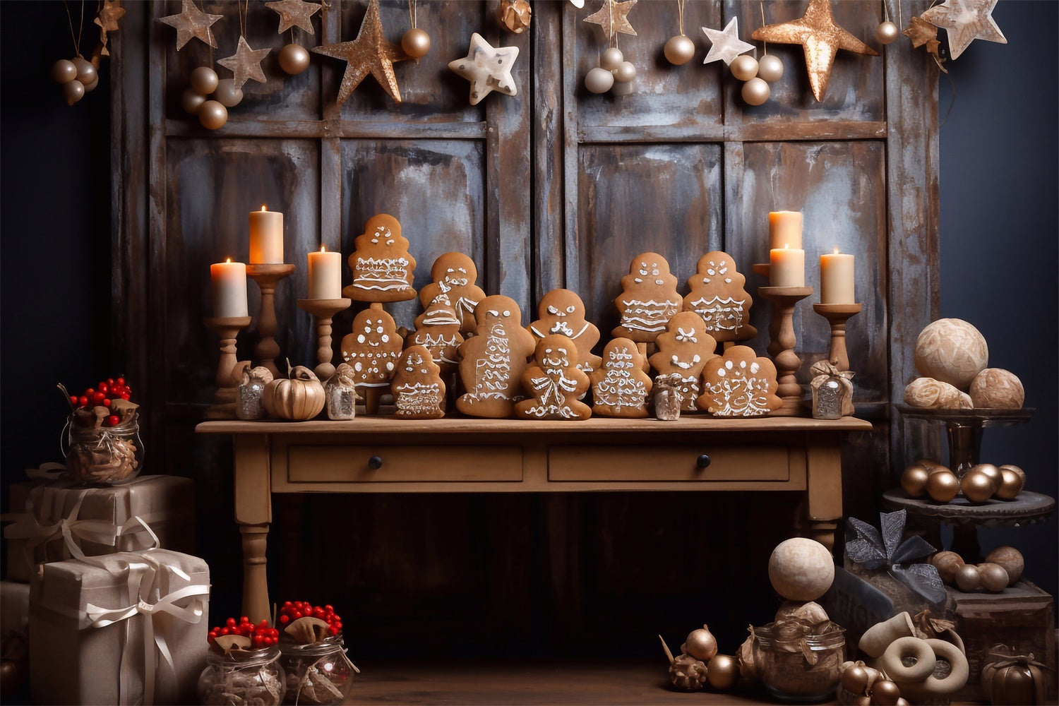 Toile de Fond Table avec Biscuits en Pain d'Épices de Noël BRP8-101