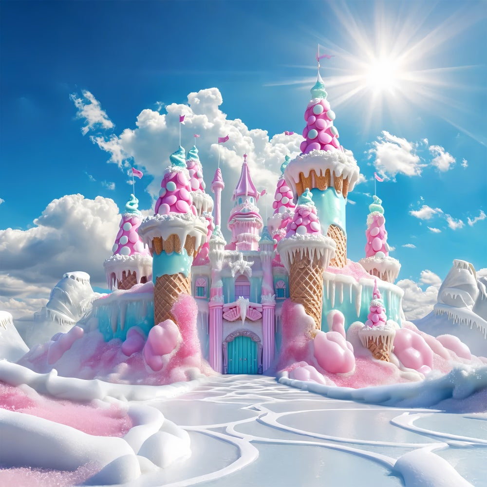 Toile de Fond Château Enchanté de Crème Glacée de Noël BRP8-108