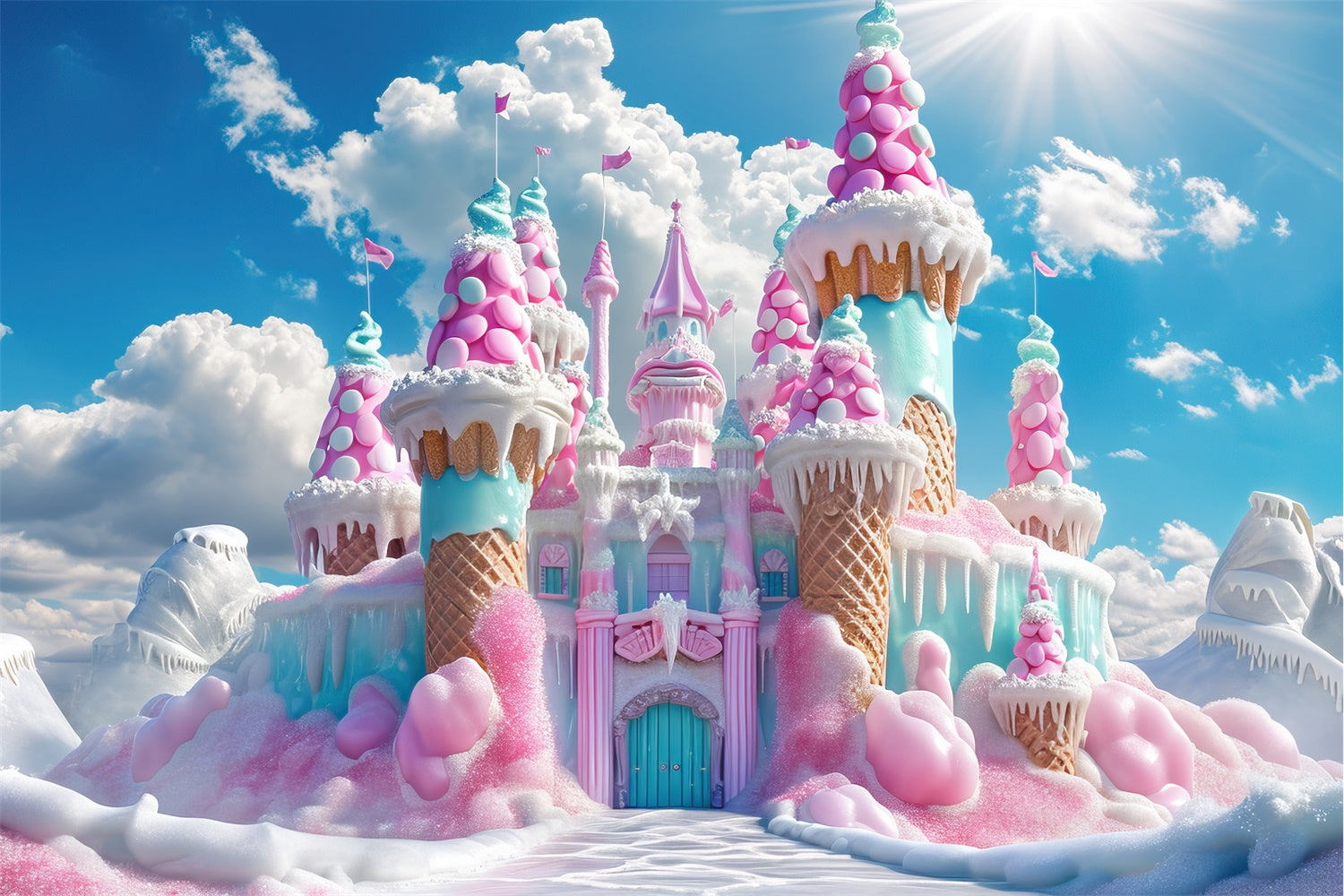 Toile de Fond Château Enchanté de Crème Glacée de Noël BRP8-108