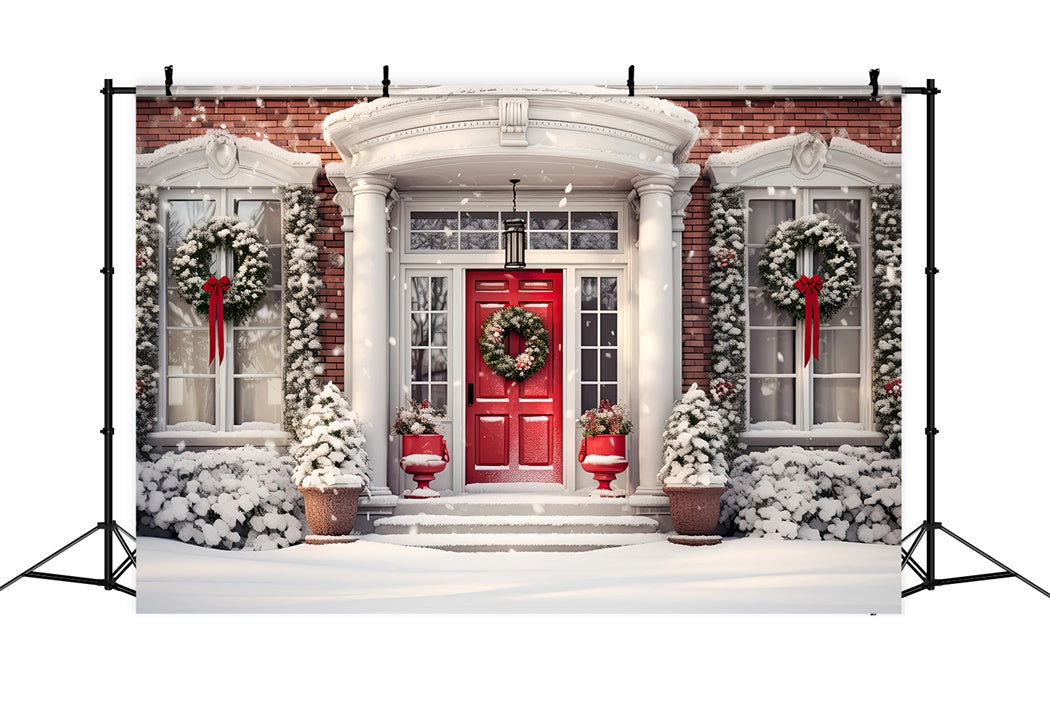 Toile de Fond Entrée Enneigée de Noël BRP8-126