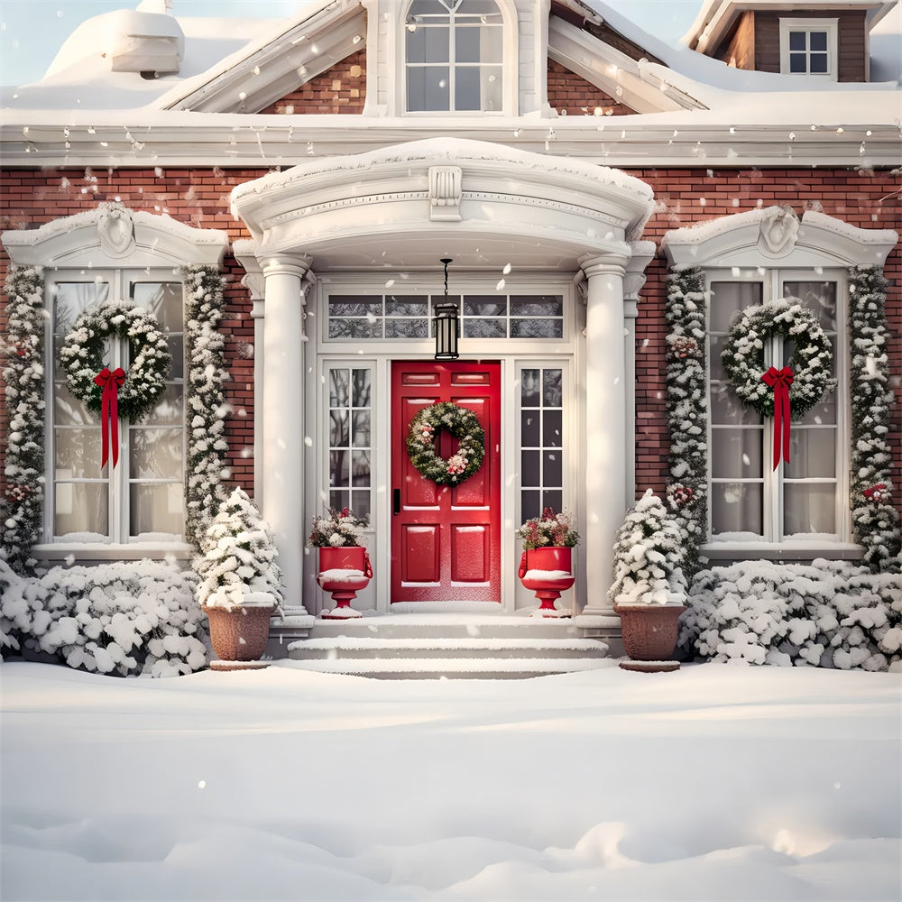 Toile de Fond Entrée Enneigée de Noël BRP8-126