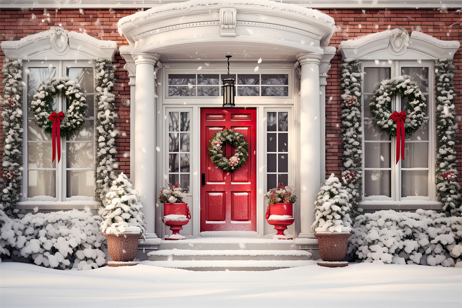 Toile de Fond Entrée Enneigée de Noël BRP8-126