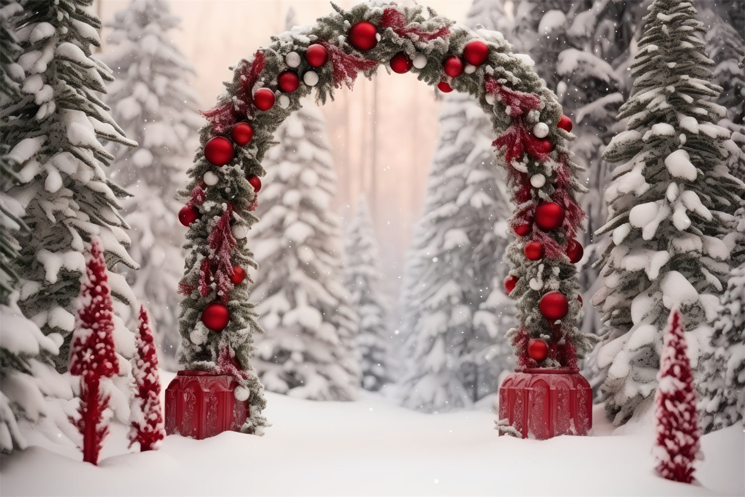Toile de Fond Sentier Magique avec Arche Enneigée de Noël BRP8-127