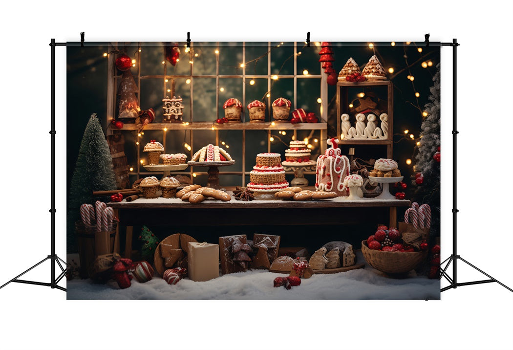 Toile de Fond Table de Desserts avec Lumières de Noël BRP8-129