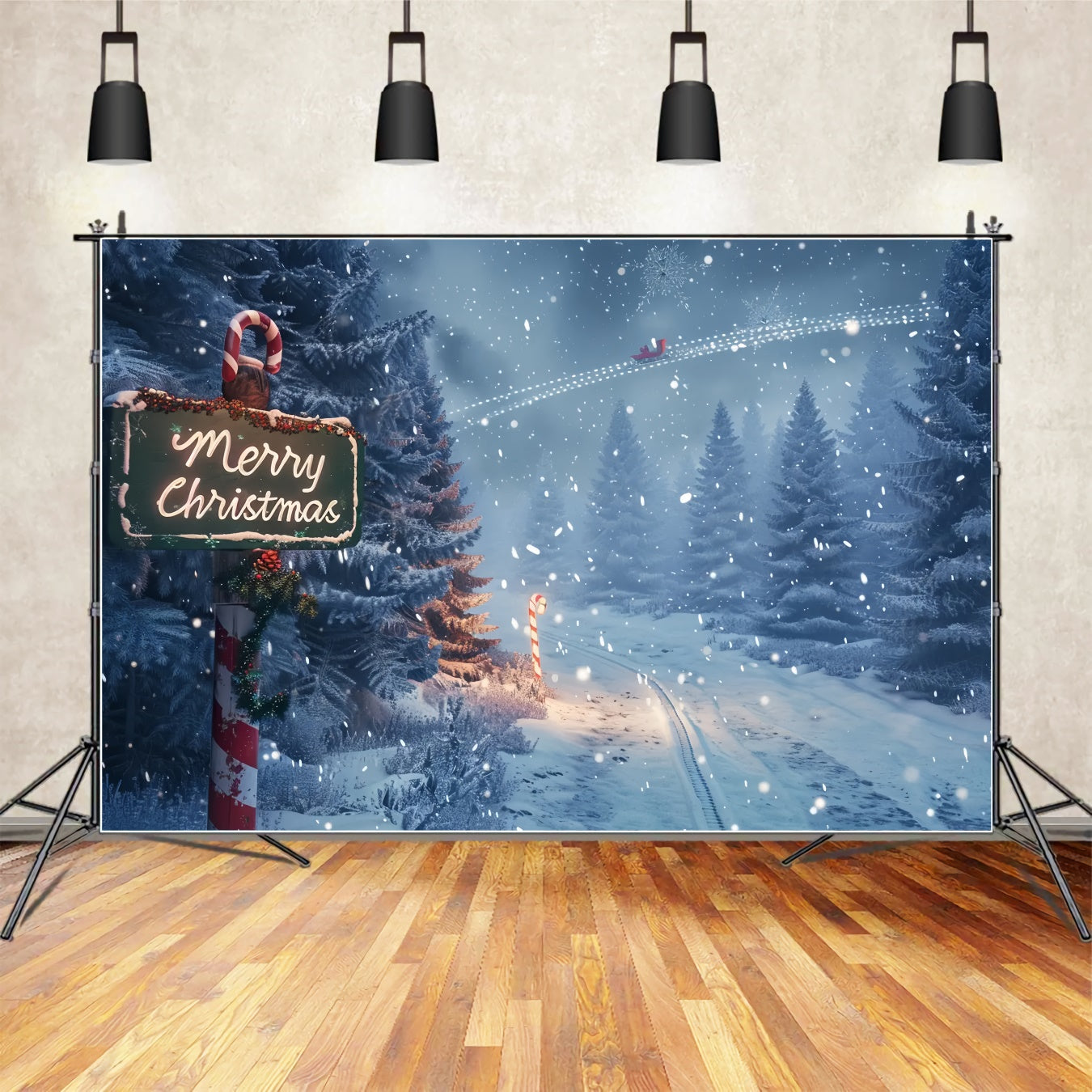 Toile de fond de Sentier Enchanté de Forêt de Noël BRP8-15