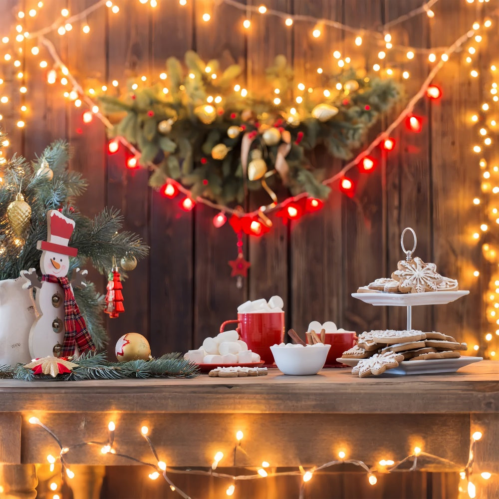 Toile de Fond Lumières Chaleureuses et Friandises de Noël BRP8-151