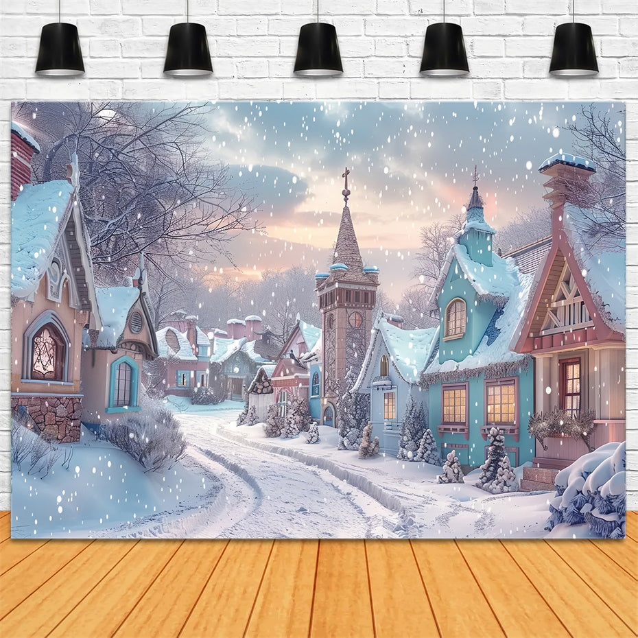 Toile de fond de Village de Conte de Fées de Noël BRP8-17