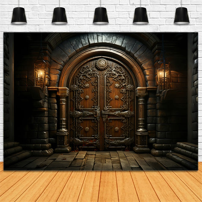 Toile de Fond Porte Gothique Sombre d'Halloween BRP8-173