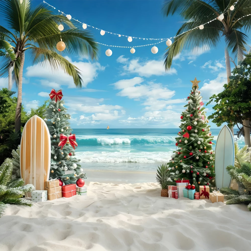 Toile de fond de Noël avec Palmiers et Surf BRP8-1