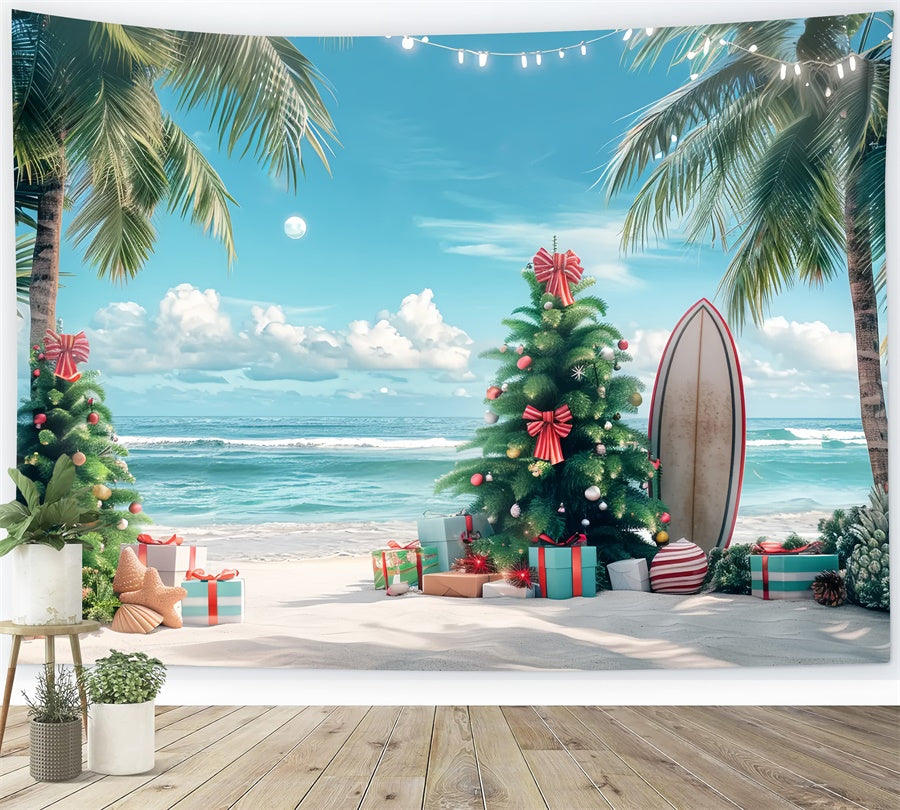 Toile de fond de Noël Tropicale sur la Plage BRP8-2