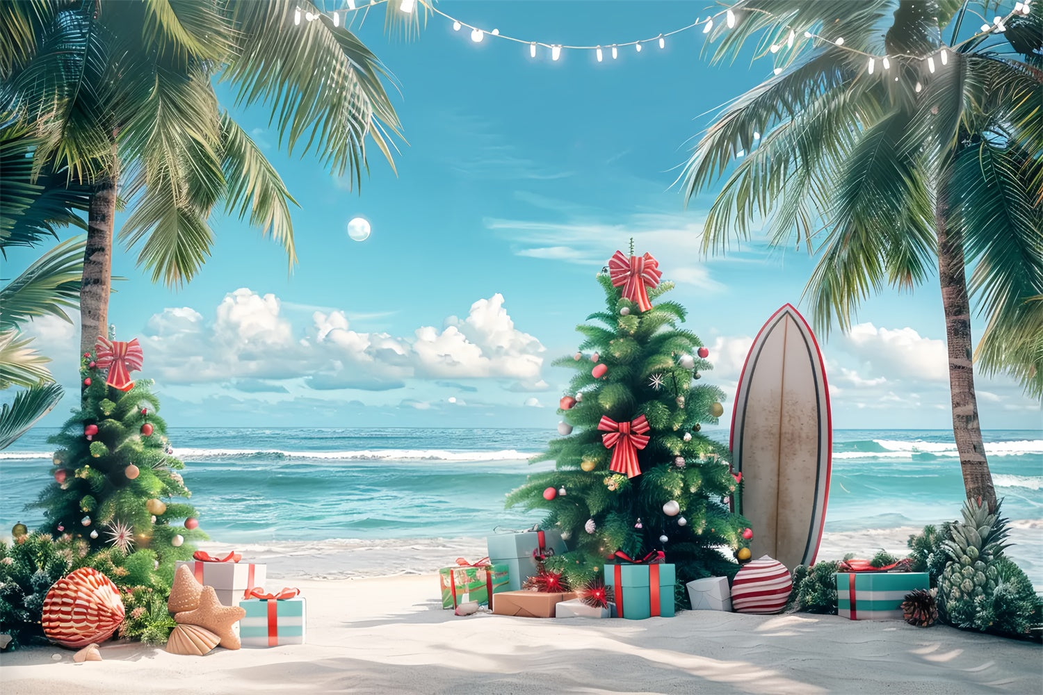 Toile de fond de Noël Tropicale sur la Plage BRP8-2