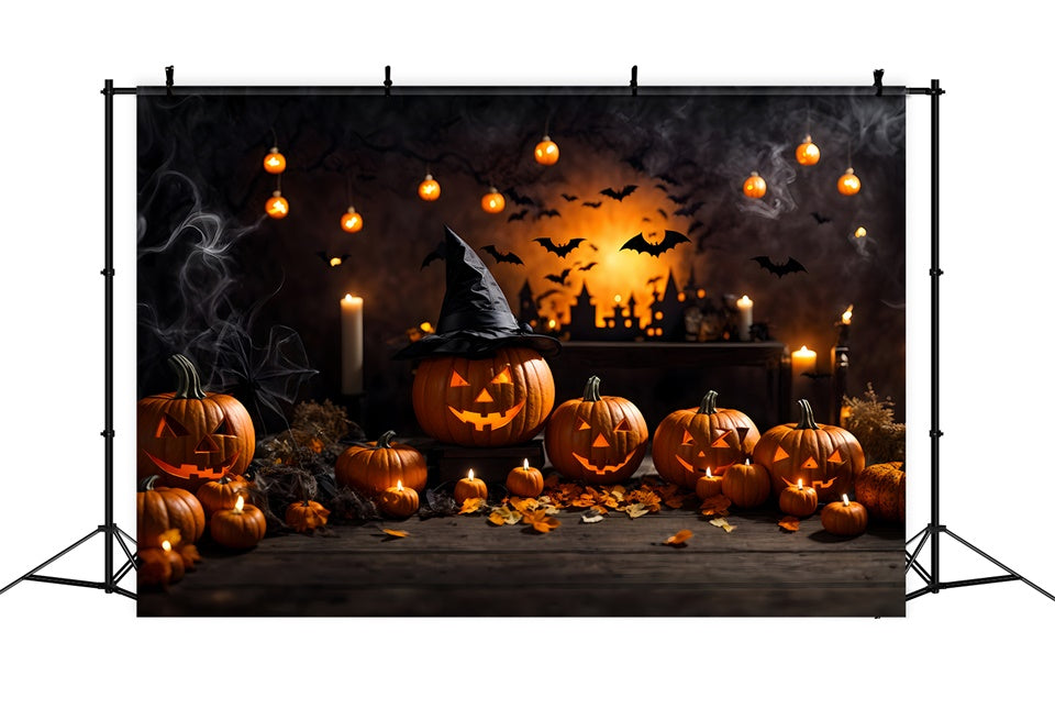 Toile de fond Citrouilles de sorcière d'Halloween et magie de la chandelle BRP8-210