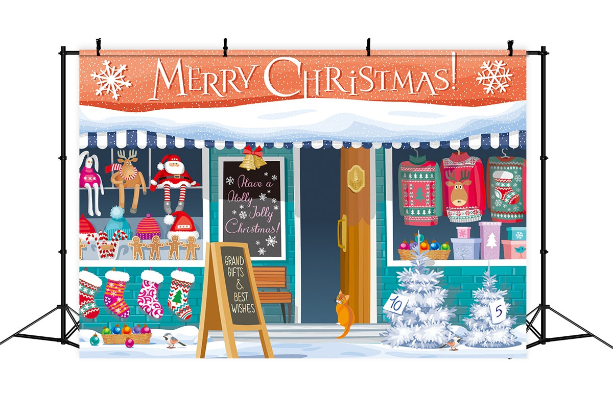 Toile de fond Magasin de Noël douillet avec cadeaux de fête BRP8-307