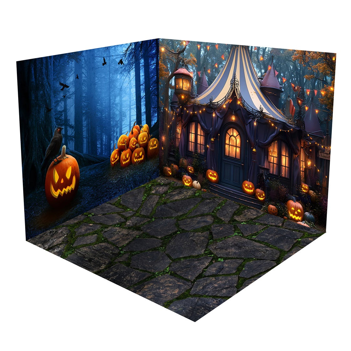 Ensemble de Salle Halloween Forêt de Citrouilles Lanternes Lumières de Cirque BRP8-363