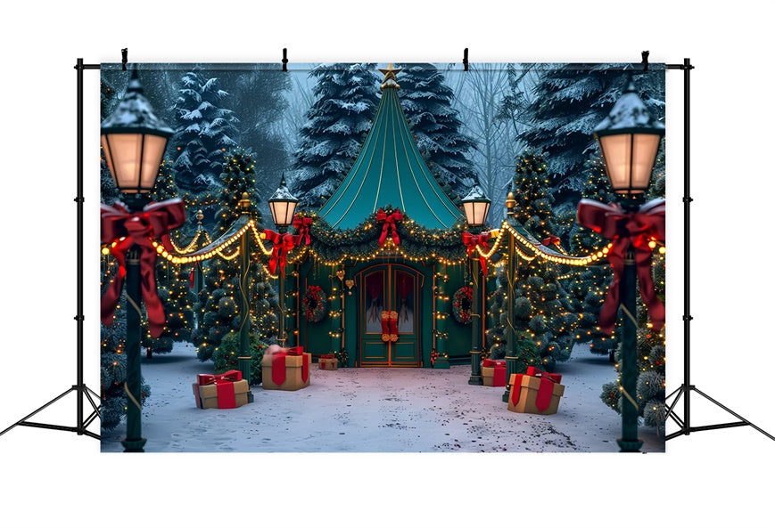 Toile de Fond Tente Enneigée dans les Bois de Noël BRP8-45