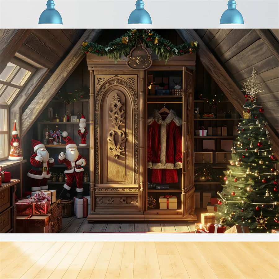 Toile de Fond Arbre de Noël et Garde-Robe du Père Noël BRP8-55