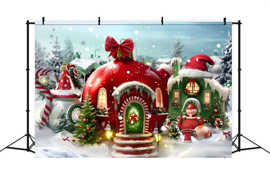 Toile de Fond Maison de l'Elf sous la Neige de Noël BRP8-56