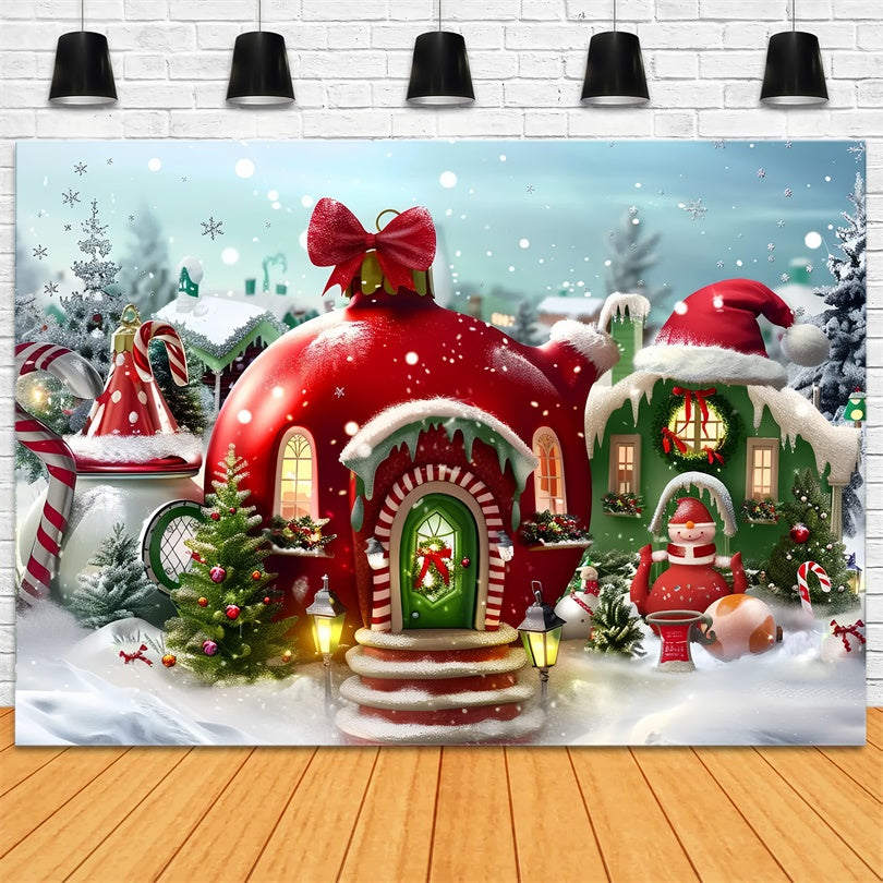 Toile de Fond Maison de l'Elf sous la Neige de Noël BRP8-56