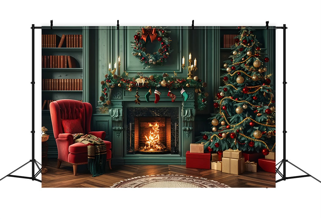 Toile de fond de Charme Élégant de Cheminée de Noël BRP8-8