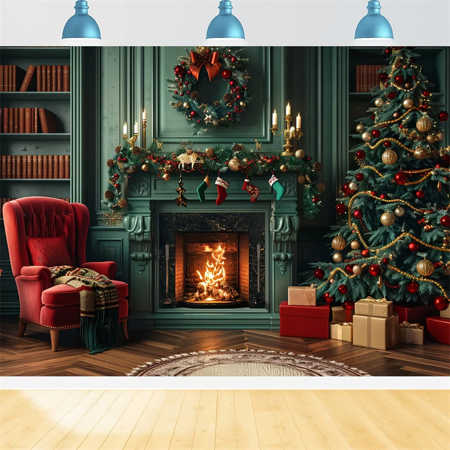 Toile de fond de Charme Élégant de Cheminée de Noël BRP8-8