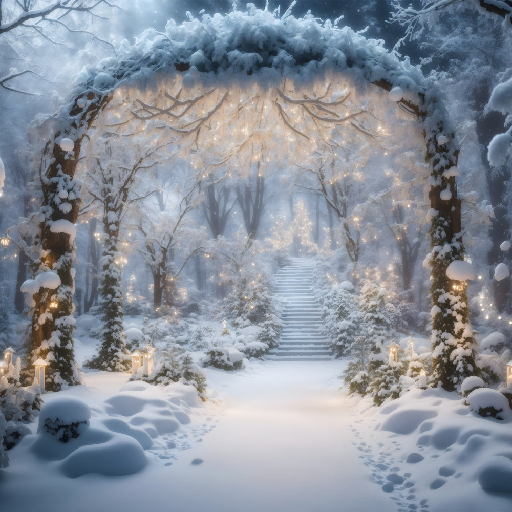 Toile de Fond Arche Enneigée Illuminée de Noël BRP8-86