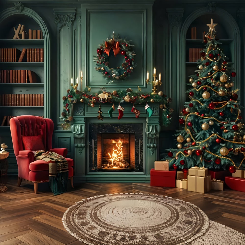 Toile de fond de Charme Élégant de Cheminée de Noël BRP8-8