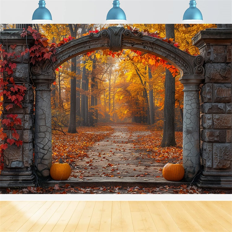 Toile de Fond Arche Mystique d'Automne Feuillage Doré BRP9-207