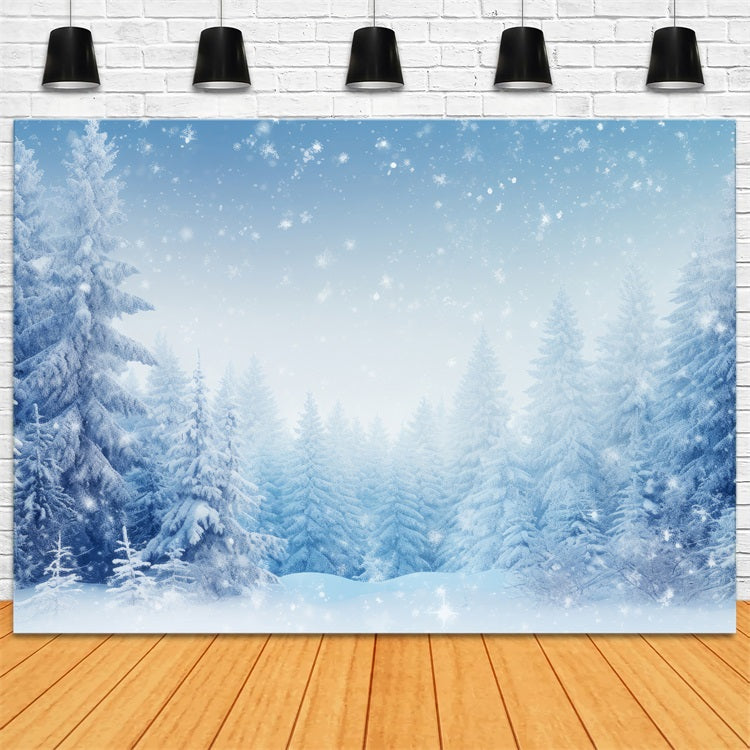 Toile de fond Flocons de neige sur forêt paisible Hiver BRP9-218