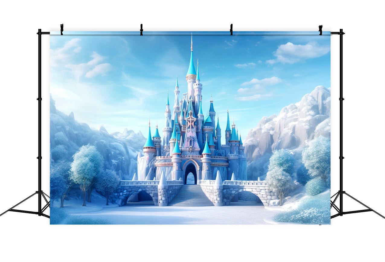 Toile de fond Château conte de fées Paysage hivernal BRP9-248