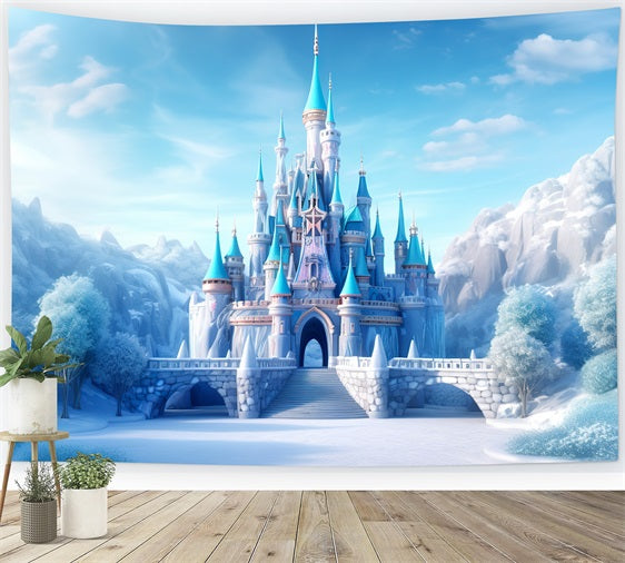 Toile de fond Château conte de fées Paysage hivernal BRP9-248