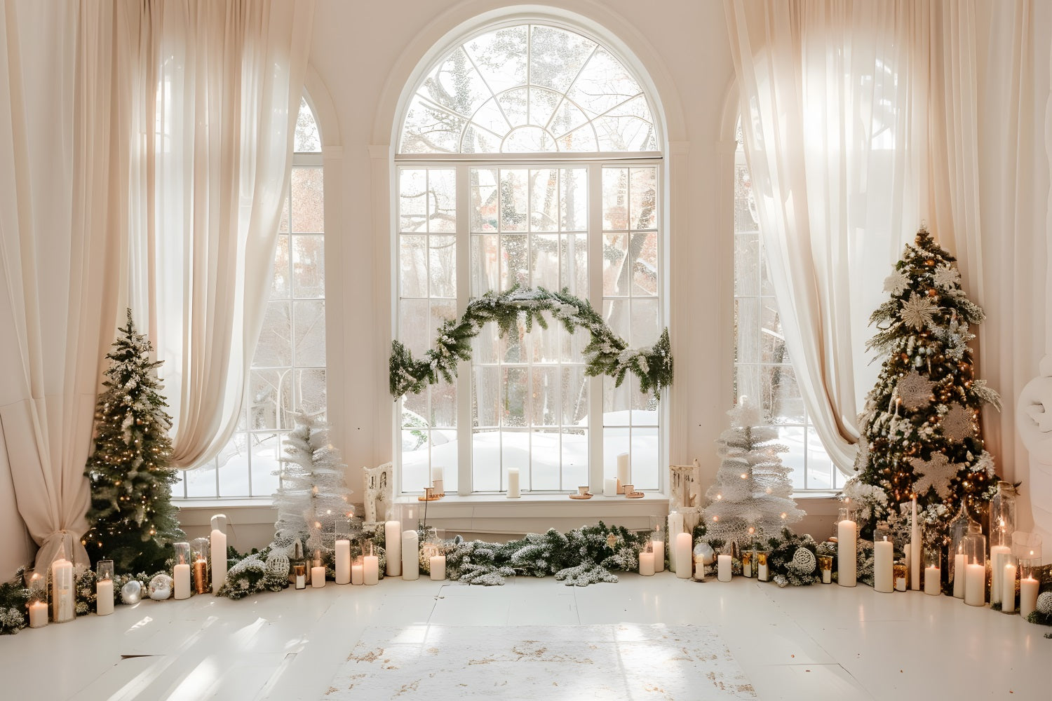 Toile de fond Fenêtre hivernale Bougies de Noël Hiver BRP9-256