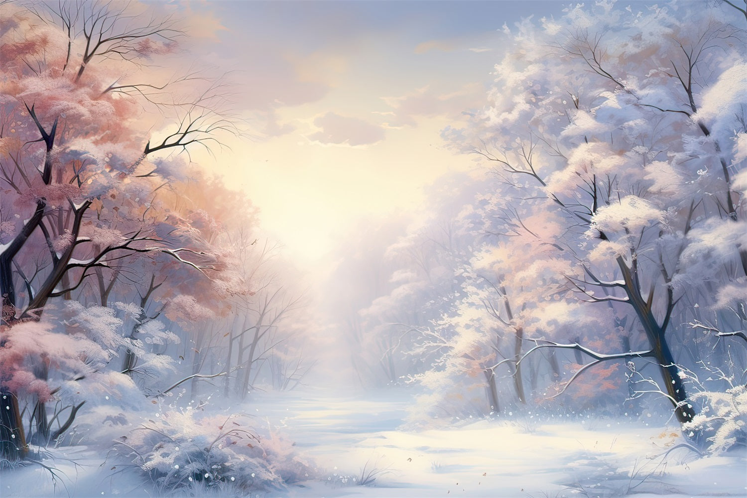 Toile de fond Arbres pastel doux Merveille hivernale Hiver BRP9-284