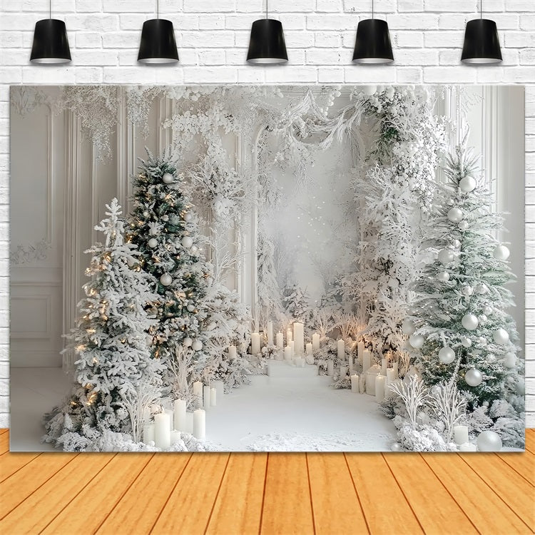 Toile de fond Merveille d'hiver magique Forêt enneigée Bougies BRP9-298