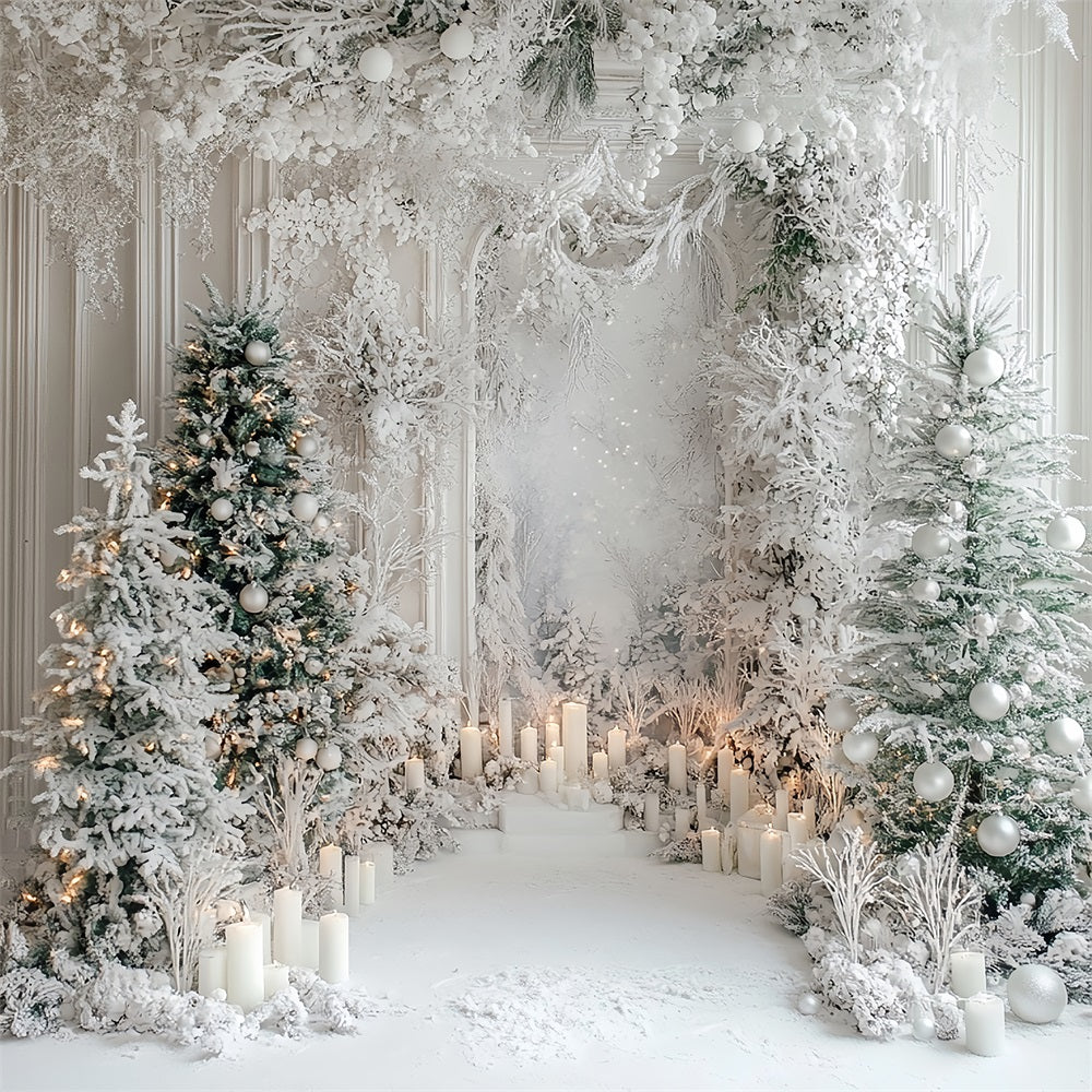 Toile de fond Merveille d'hiver magique Forêt enneigée Bougies BRP9-298