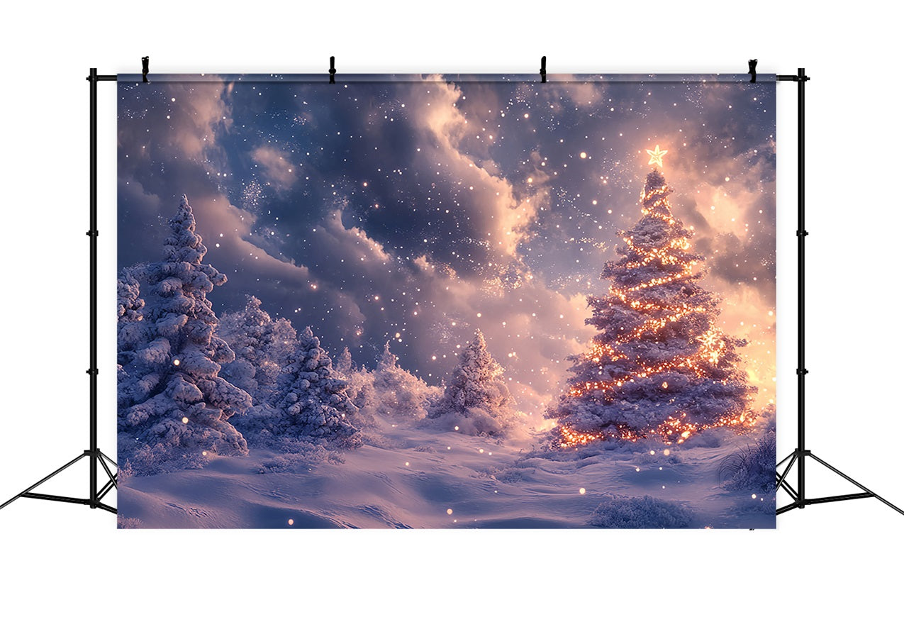 Toile de fond Arbre radieux Paysage enneigé Hiver BRP9-308