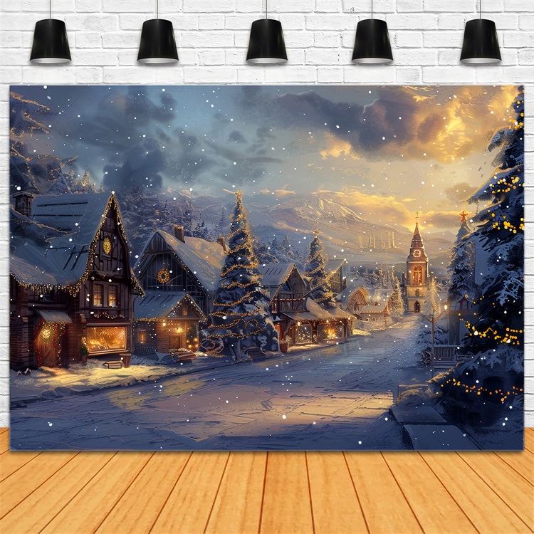 Toile de fond Cabane pittoresque Hiver Neige environnante BRP9-311