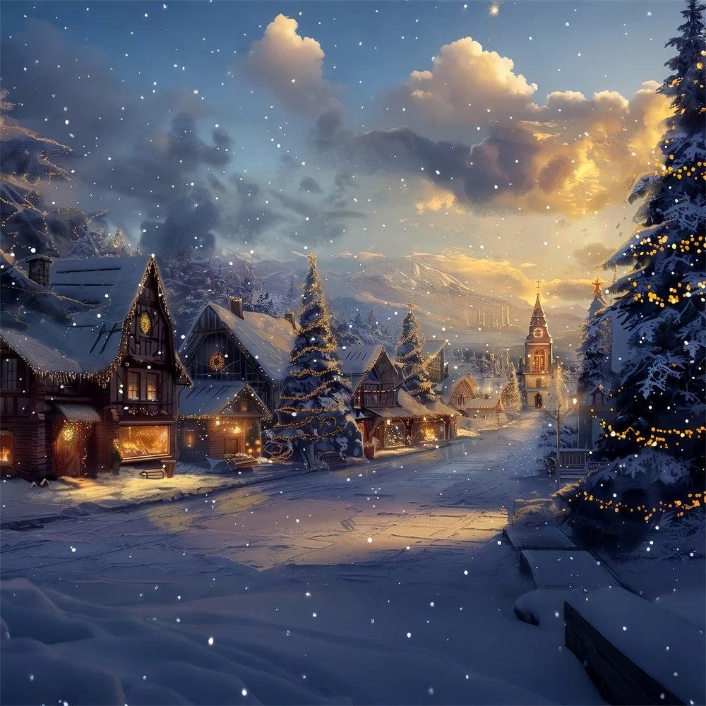 Toile de fond Cabane pittoresque Hiver Neige environnante BRP9-311