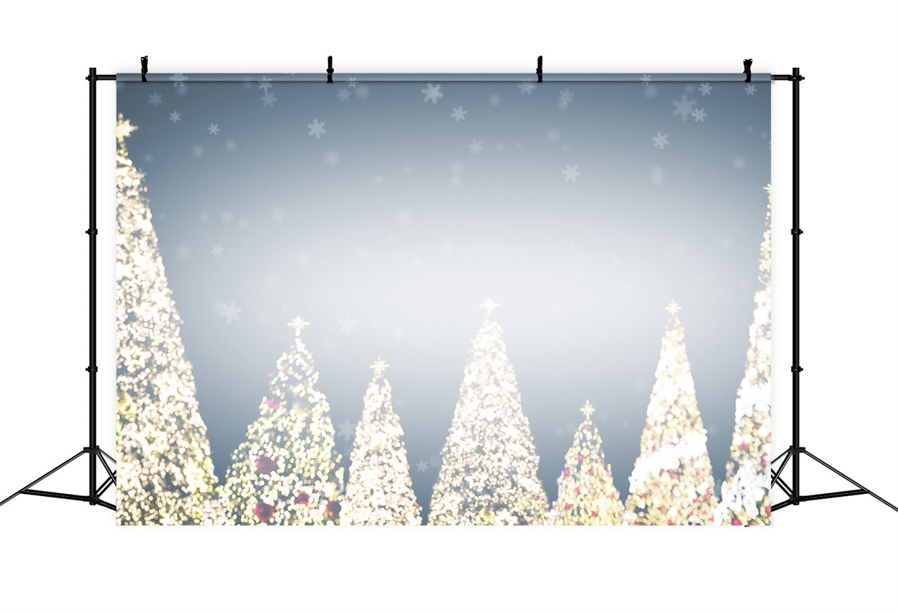 Toile de fond Arbres lumineux enneigés Flocons de neige Hiver BRP9-340