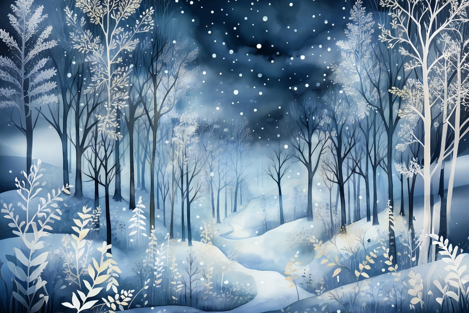 Toile de fond Nuit magique Merveille hivernale Neige BRP9-348
