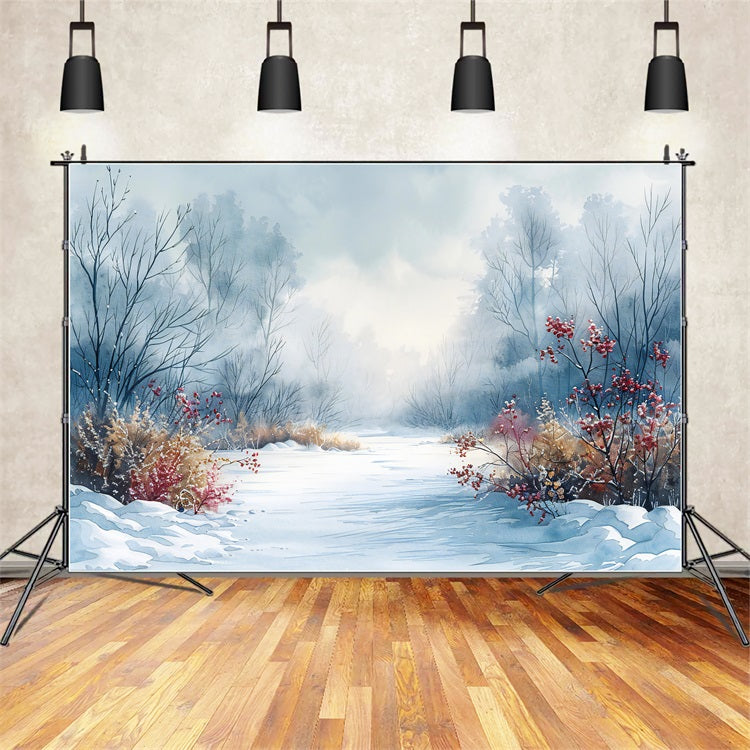 Toile de fond Buissons givrés Merveille hivernale Hiver BRP9-357