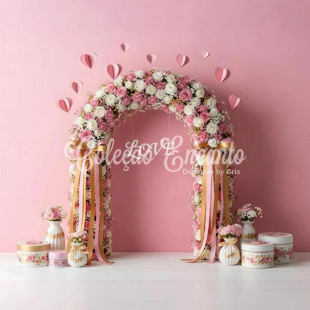 Fond pour la Saint-Valentin Arche florale rose Fond pour la Saint-Valentin par Magali