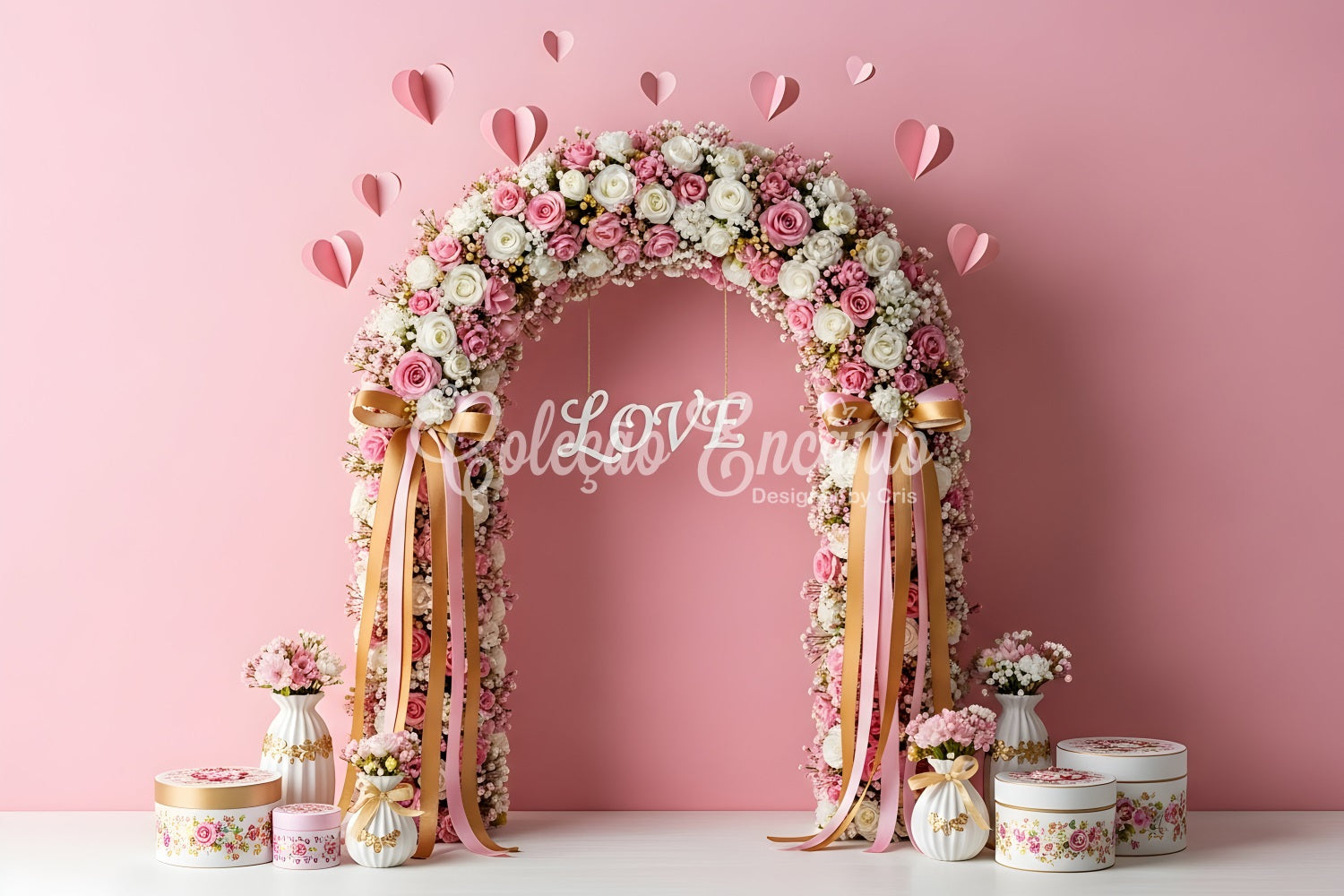 Fond pour la Saint-Valentin Arche florale rose Fond pour la Saint-Valentin par Magali