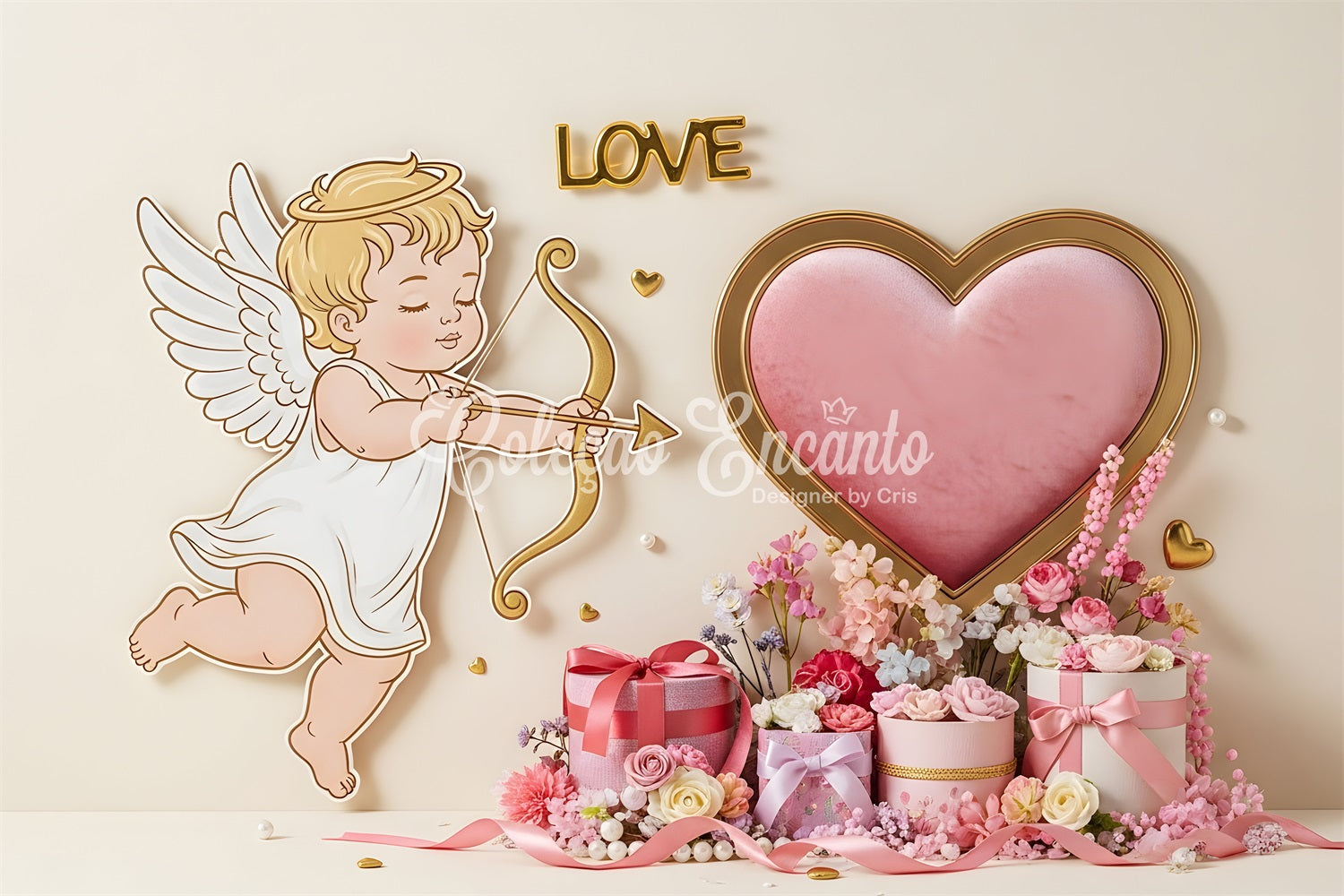 Fond pour la Saint-Valentin Cœur Cupidon Cadeau Jardin Cœurs pour la Saint-Valentin Fond par Magali