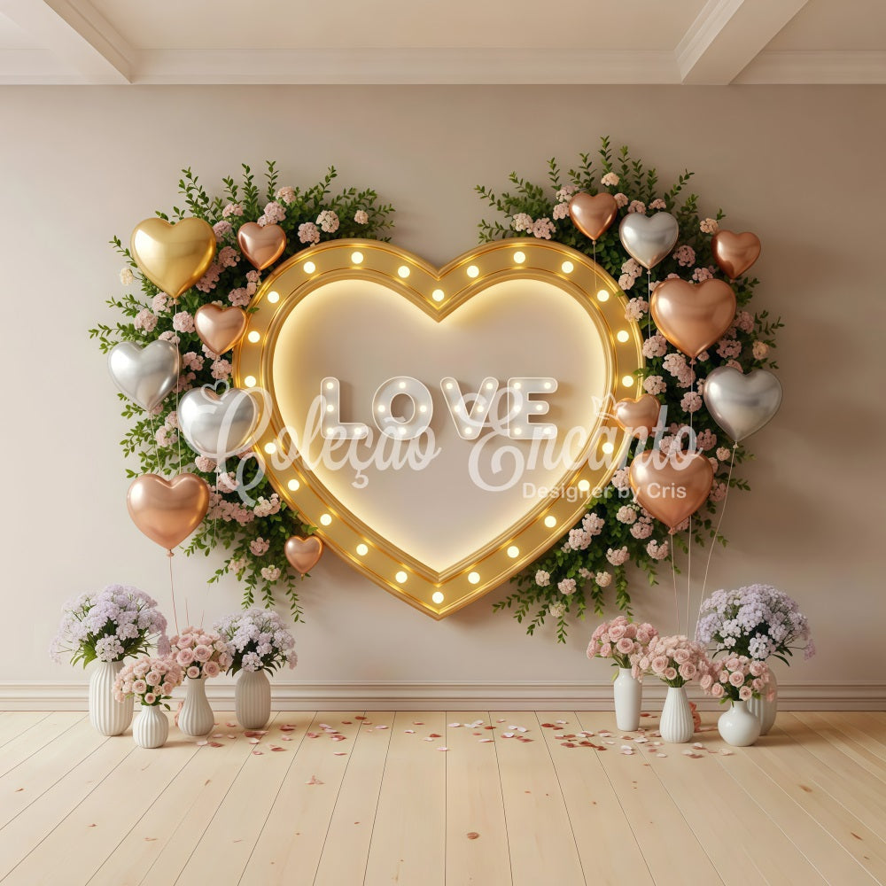 Fond pour la Saint-Valentin Cœur doré Fleurs murales Idées de fonds pour la Saint-Valentin par Magali