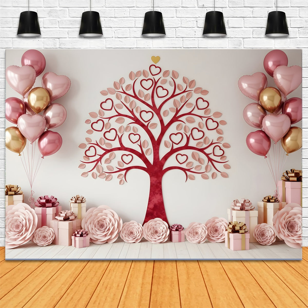 Fond pour la Saint-Valentin Arbre en cœurs Présentoir de cadeaux Fond pour la Saint-Valentin par Magali