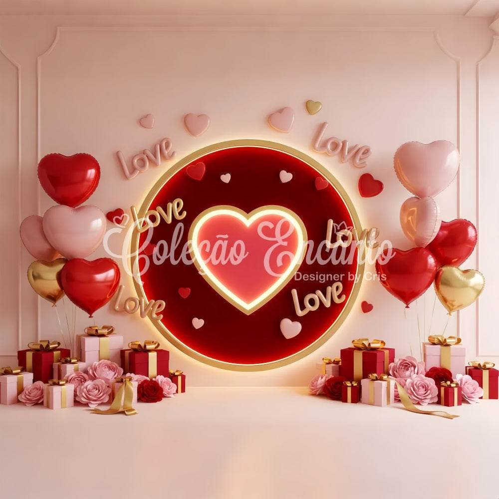 Fonds de Saint-Valentin Cœur lumineux Cercle d'amour Fond photo de Saint-Valentin par Magali