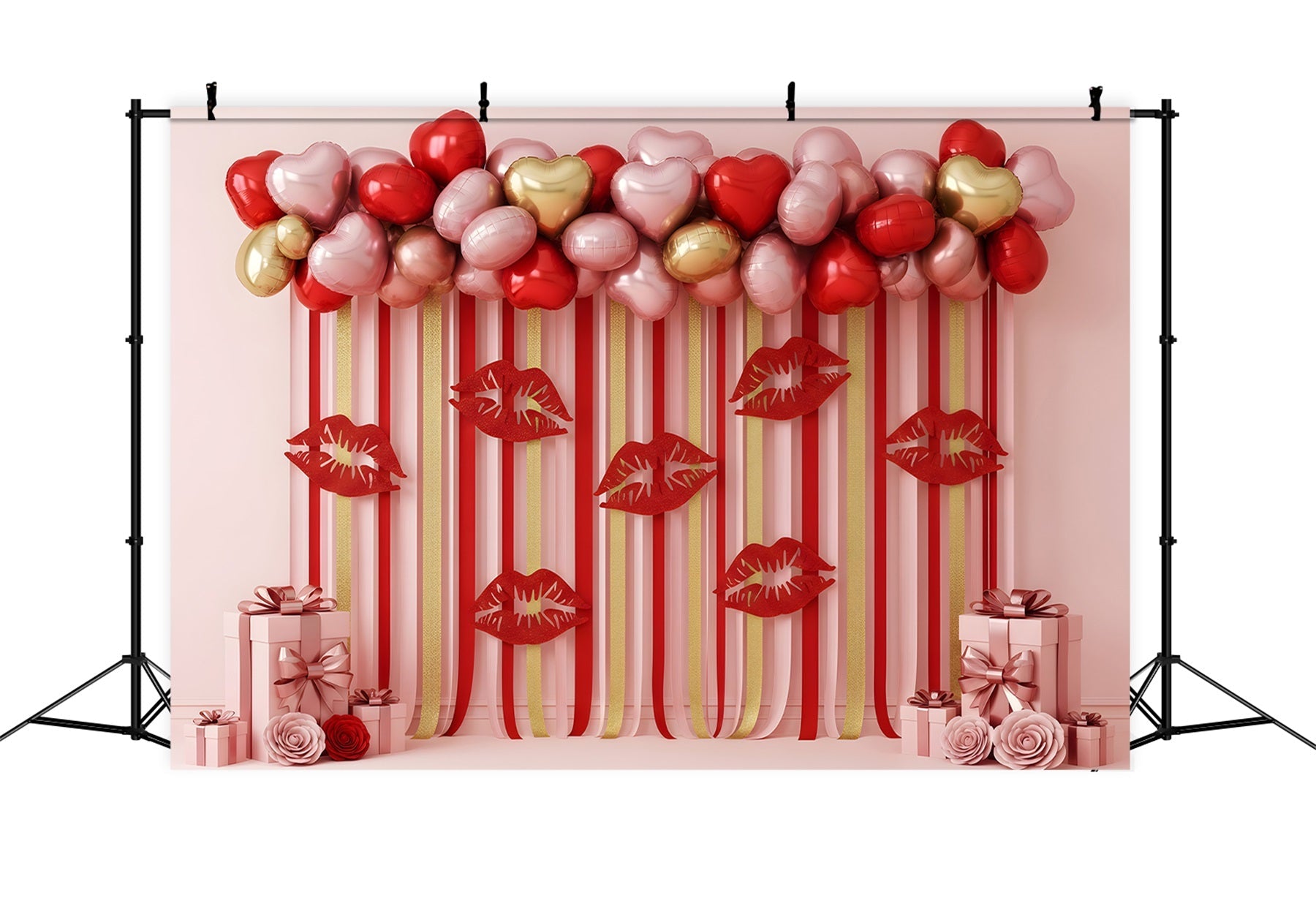 Fond de Saint-Valentin Ballons Lèvres rayées Cœur Présentoir Fonds de Saint-Valentin par Magali
