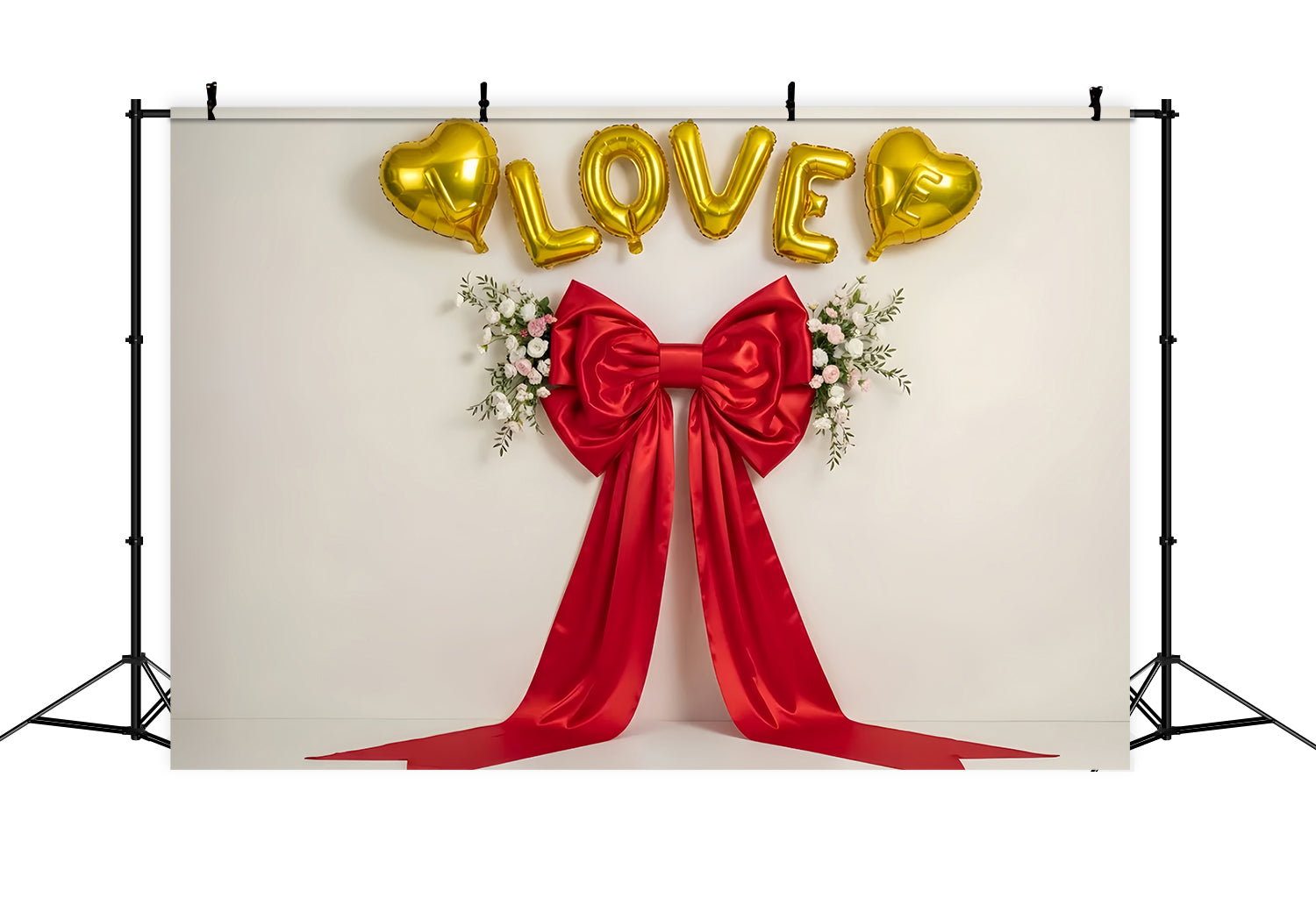 Toile de fond Saint Valentin Cœurs Dorés et Ruban Rouge Par Magali